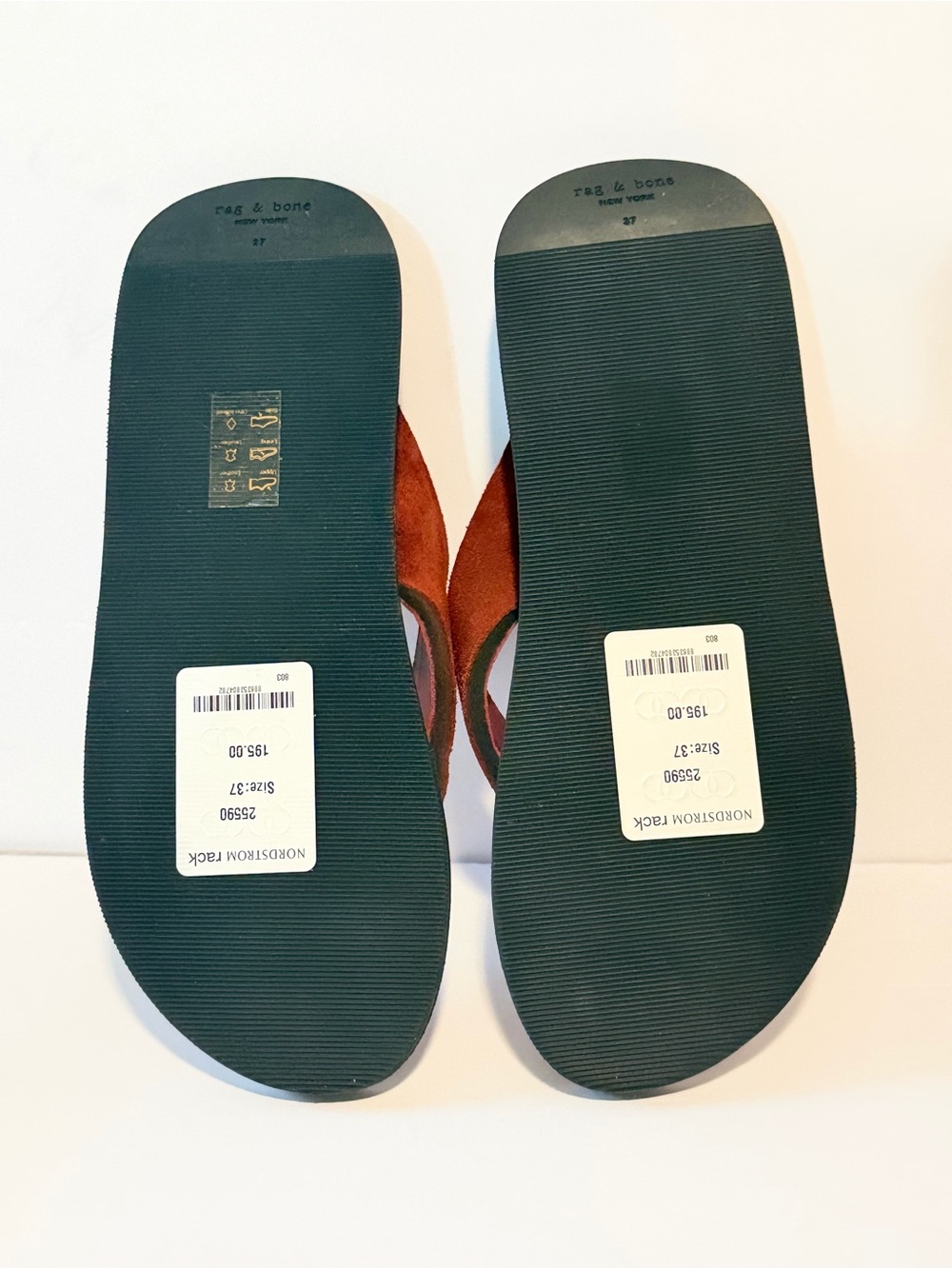 Rag & Bone Parker Suede Thong Sandals in Rust Size 37 NWT - Picture 5 of 6
